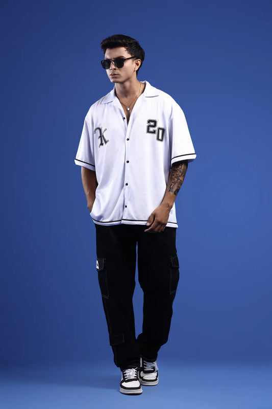 VARSITY K-20 MESH CUBAN OVERSIZED SHIRT