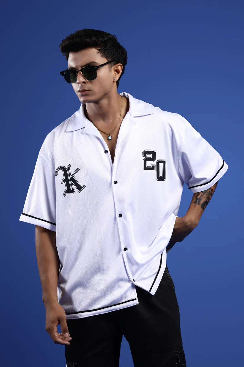 VARSITY K-20 MESH CUBAN OVERSIZED SHIRT